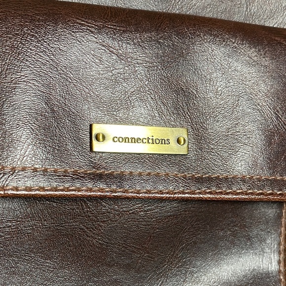 Connections Brown Vegan Leather Small Shoulder Bag - Picture 2 of 14